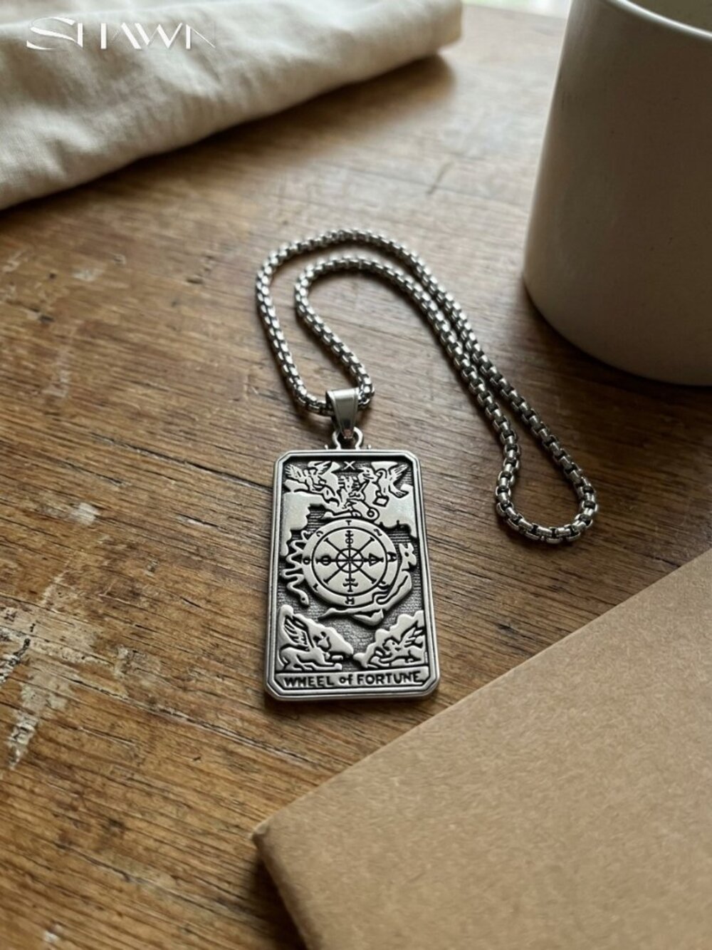 Mens Wheel of Fortune Tarot Necklace